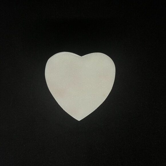 Vintage 80's Trinket Box Stone White Heart Jewelry Ring Dish Love Witchy - Picture 4 of 6